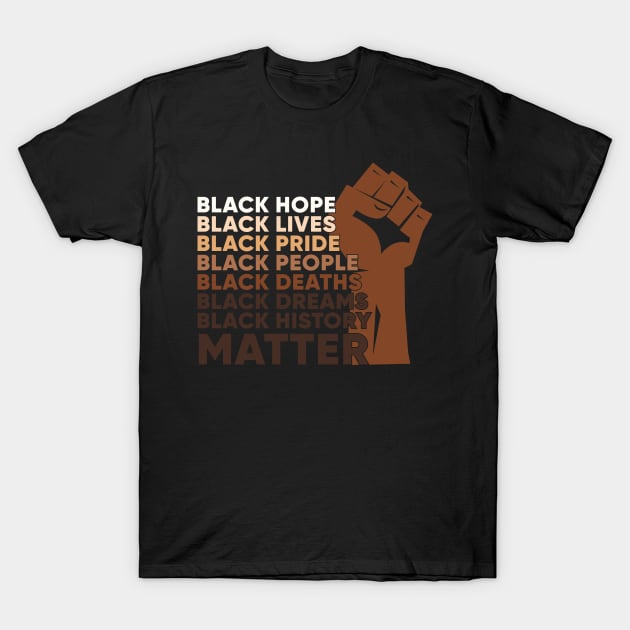 Black Lives, Hopes, Pride, People, Dreams, History, Black history, Black lives matter T-Shirt by UrbanLifeApparel